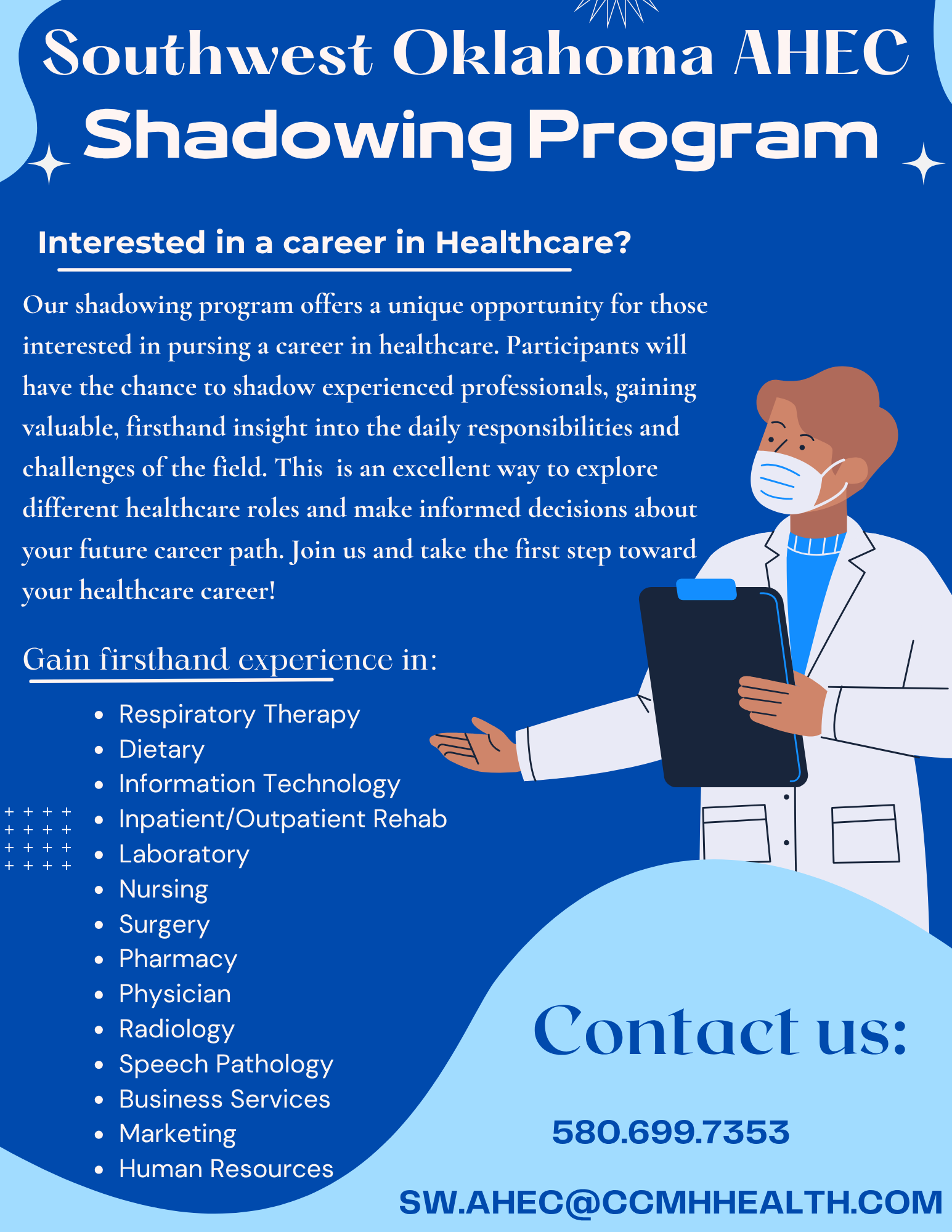 Southwest Oklahoma AHEC Shadow Program flyer