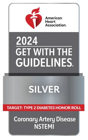 American Heart Association 2024 Get with the Guidelines, Silver, Target: Type 2 Diabetes Honor Roll, Coronary Artery Disease NSTEMI