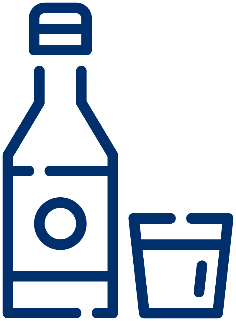 Alcohol bottle and cup icon