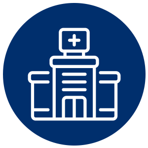 Hospital icon in blue circle