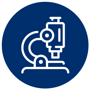 Microscope icon in blue circle