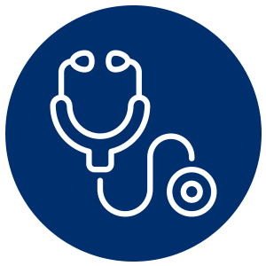 Stethoscope icon in blue circle