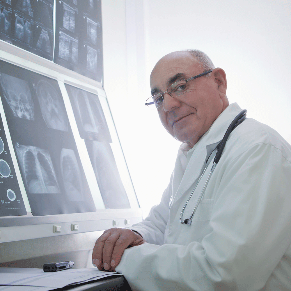 Doctor analyzing scan results