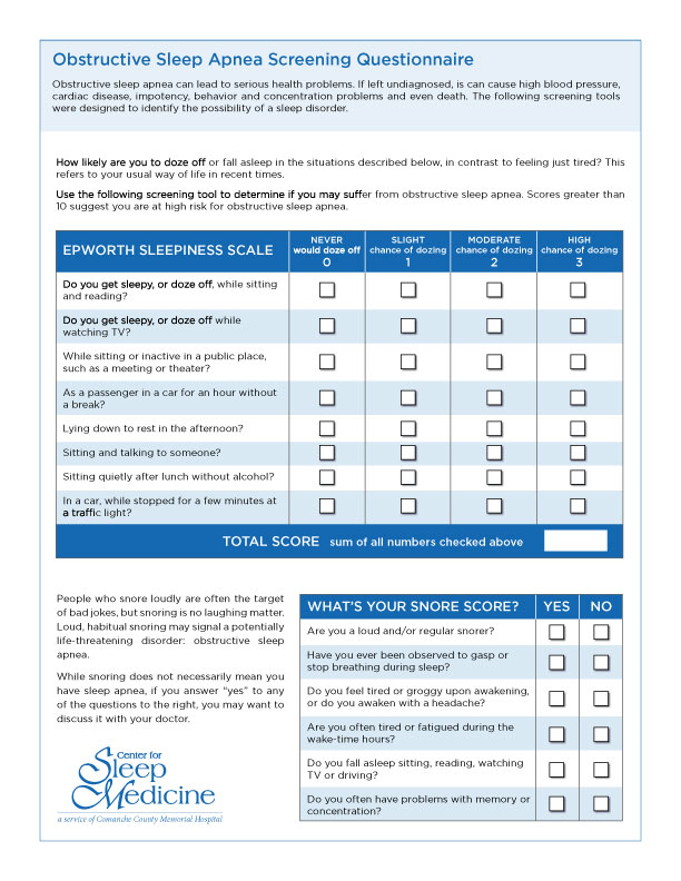 Sleep Apnea Screening Tool Sleep Apnea Screening Tool