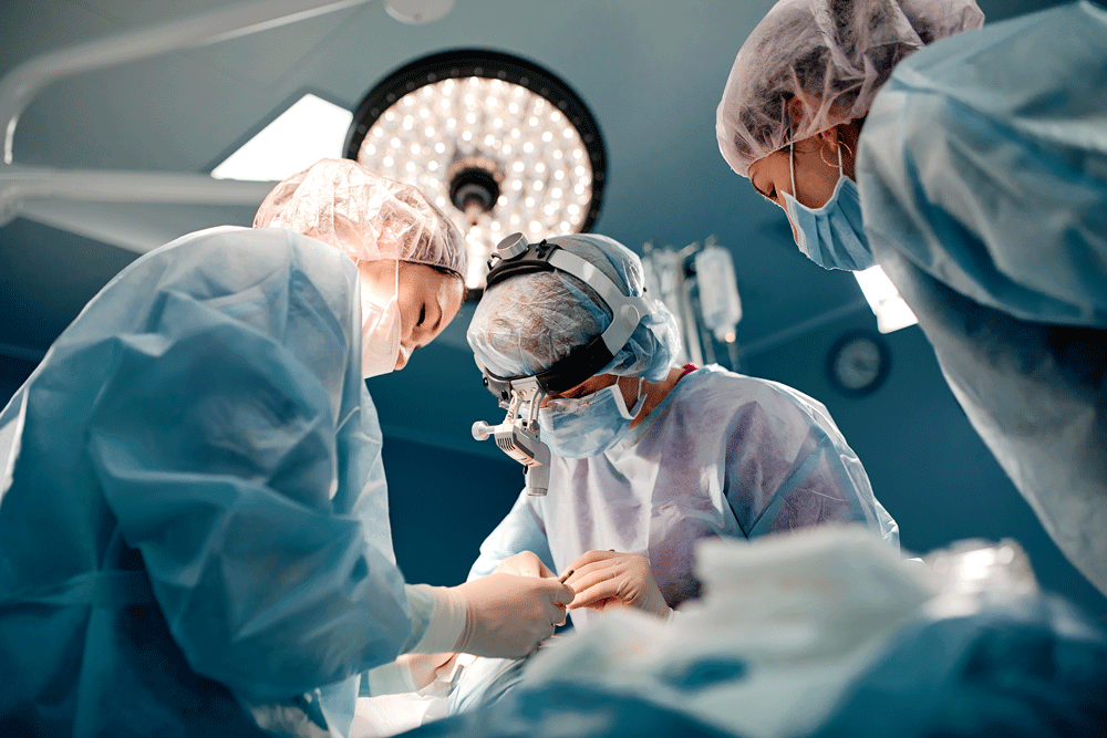 Surgeons operating in hospital